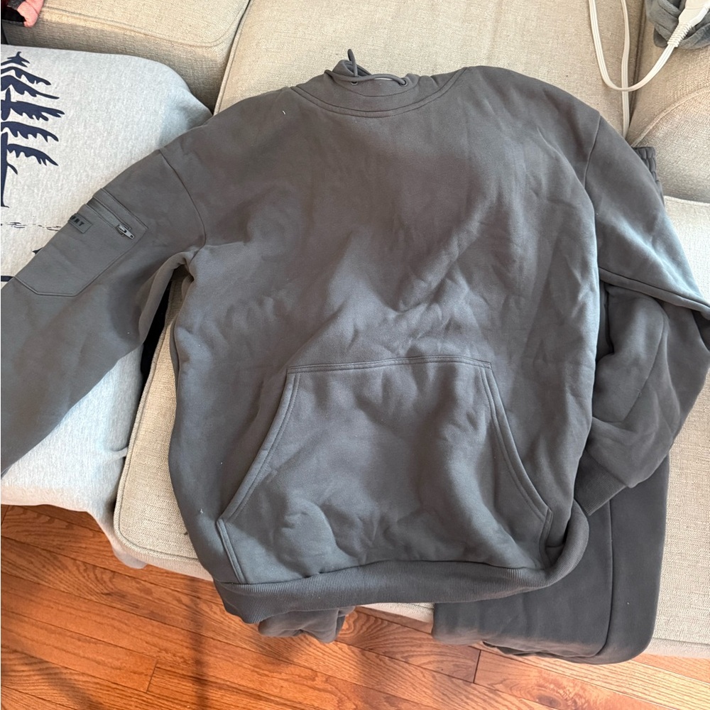 Comfort Airplane Mode Travel Sweatpants and Hoodie in Steel Grey - Picture 2 of 10